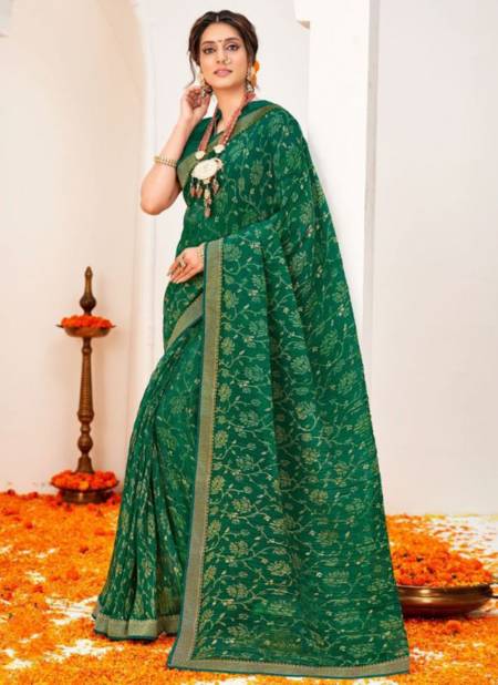 Dark Green Colour Vishal Avani New Exclusive Wear Chiffon Fancy Designer Latest Saree Collection 41214